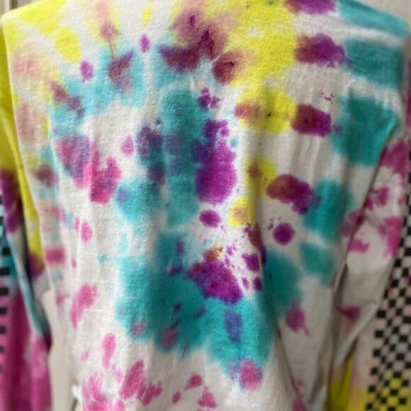 PEPSI TIE DYE CROPPED T-SHIRT LONG SLEEVE SZ MEDIUM 100% COTTON RETRO AESTHETIC - Picture 4 of 16